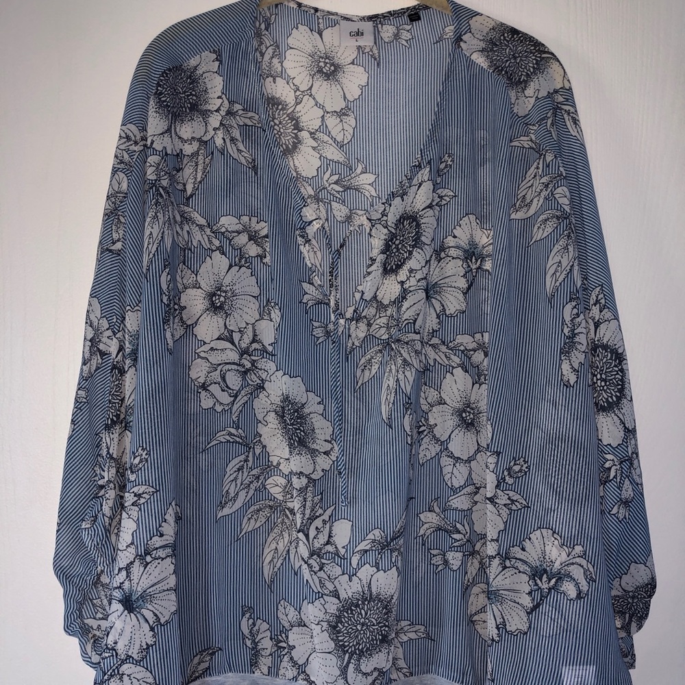 Cabi Sirena Floral Stripe Dolman Top STYLE 5387